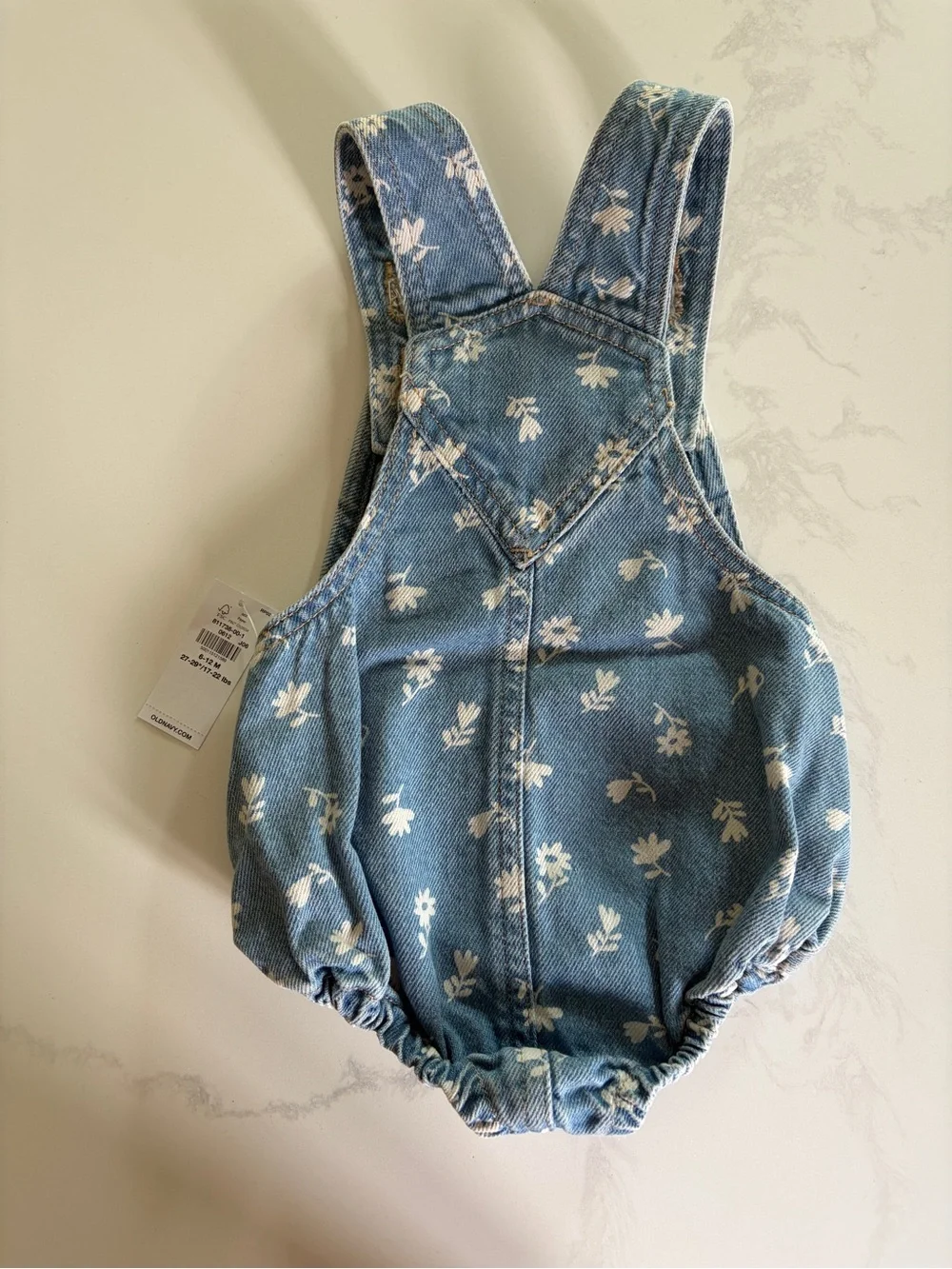 Old Navy Blue Floral Denim Infant Overalls